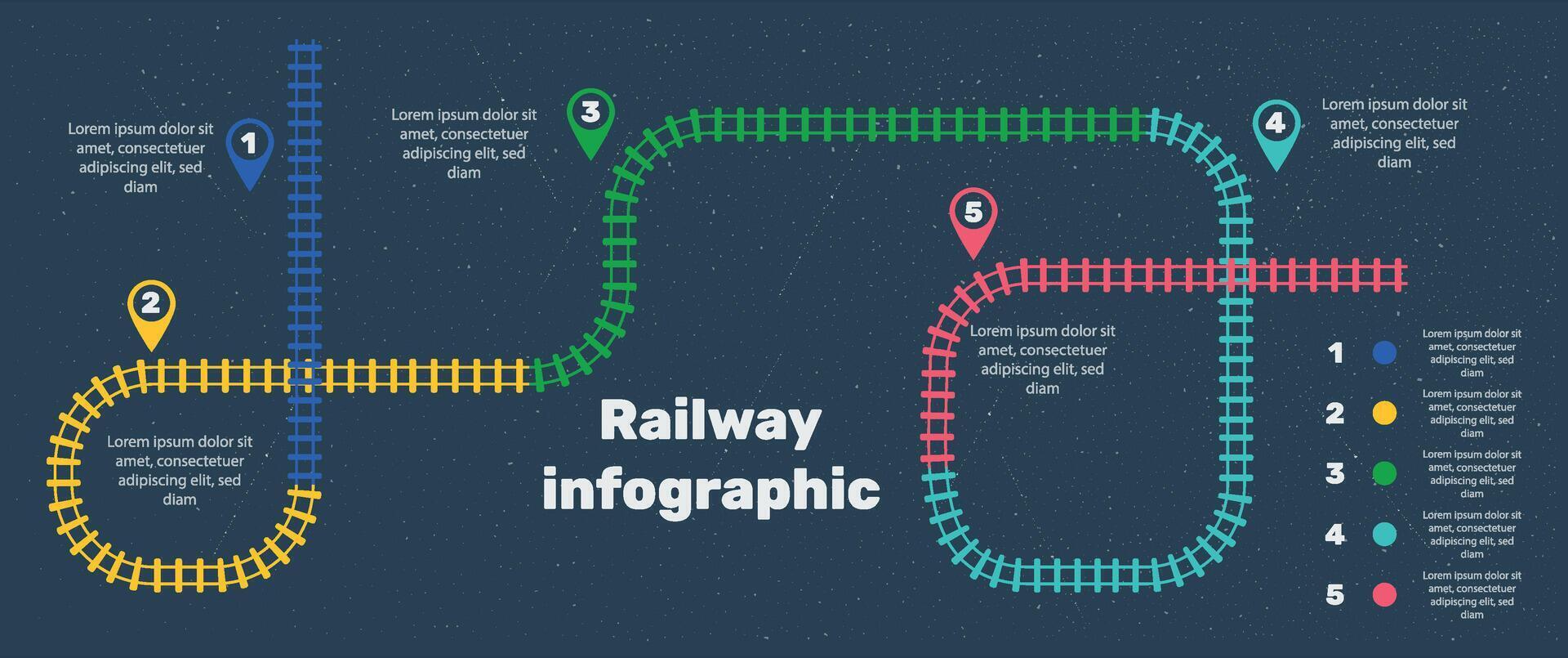 Ferrovia faixas, estrada de ferro simples ícone, trilho rastrear direção, trem faixas colorida vetor ilustrações. infográfico elementos, simples ilustração em uma Preto fundo.