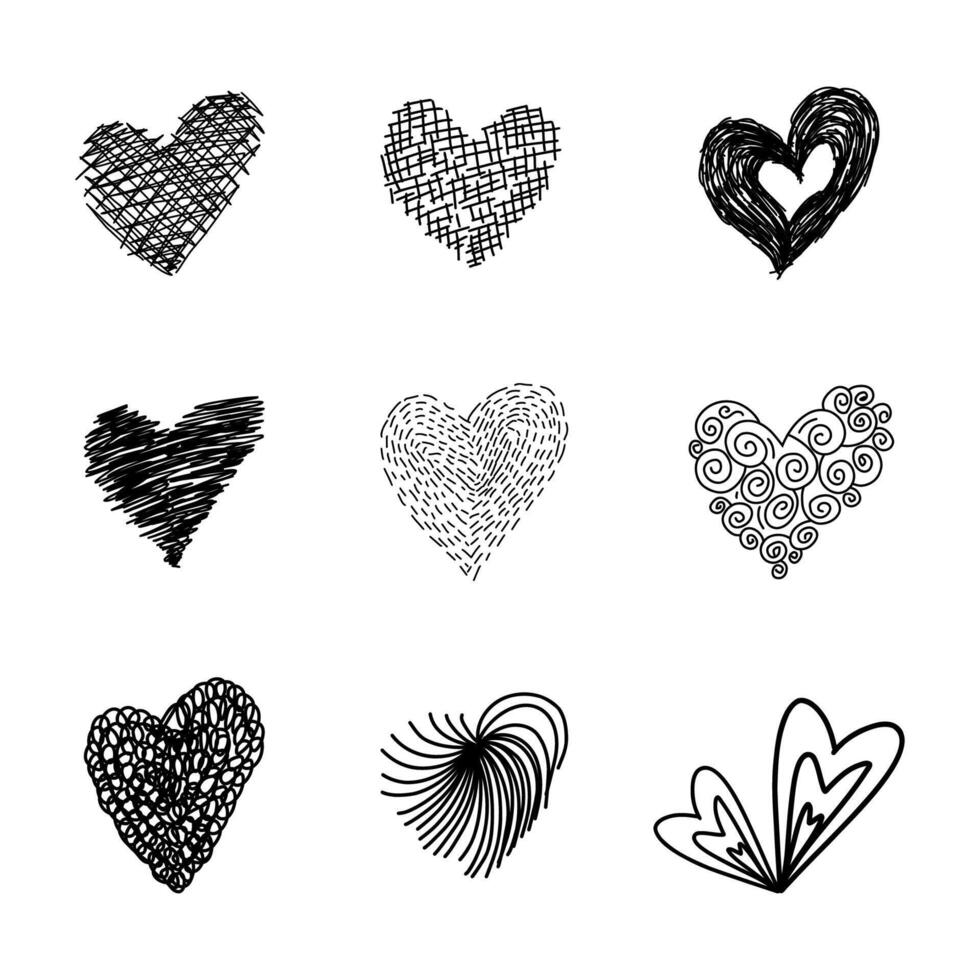 mão desenhado coração ícone ilustração Projeto amor vetor