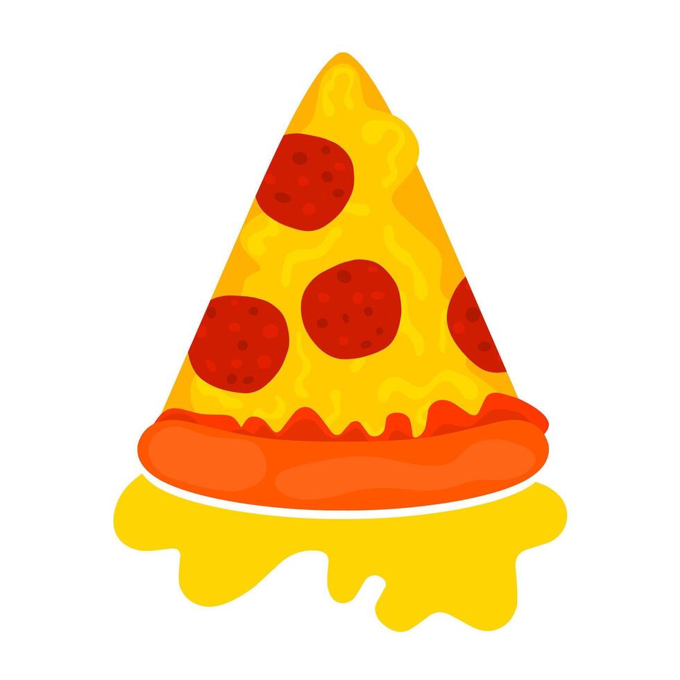 vetor ilustração do uma fatia do pizza com queijo. italiano pizza com mozzarella e tomate cobertura isolado em branco fundo.
