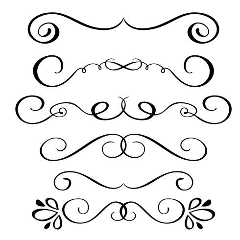 Set hand drawn flourish Elementos de caligrafia vetor