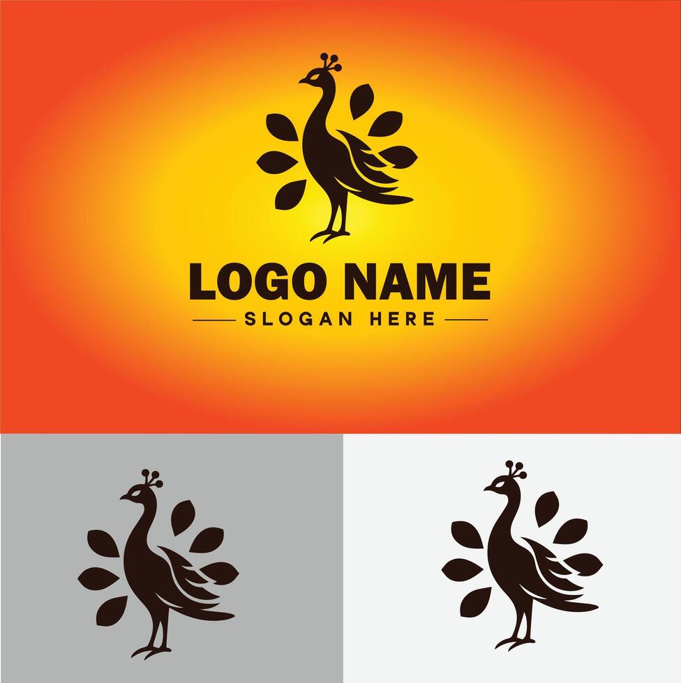 pavão logotipo luxo estilo ícone companhia marca o negócio pavão logotipo modelo editável vetor