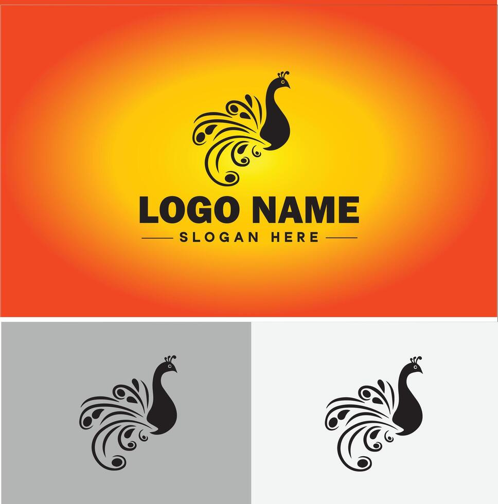 pavão logotipo luxo estilo ícone companhia marca o negócio pavão logotipo modelo editável vetor