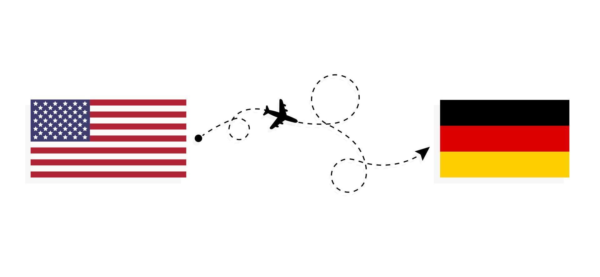 voo e viagem dos EUA para a Alemanha pelo conceito de viagem de avião de passageiros vetor