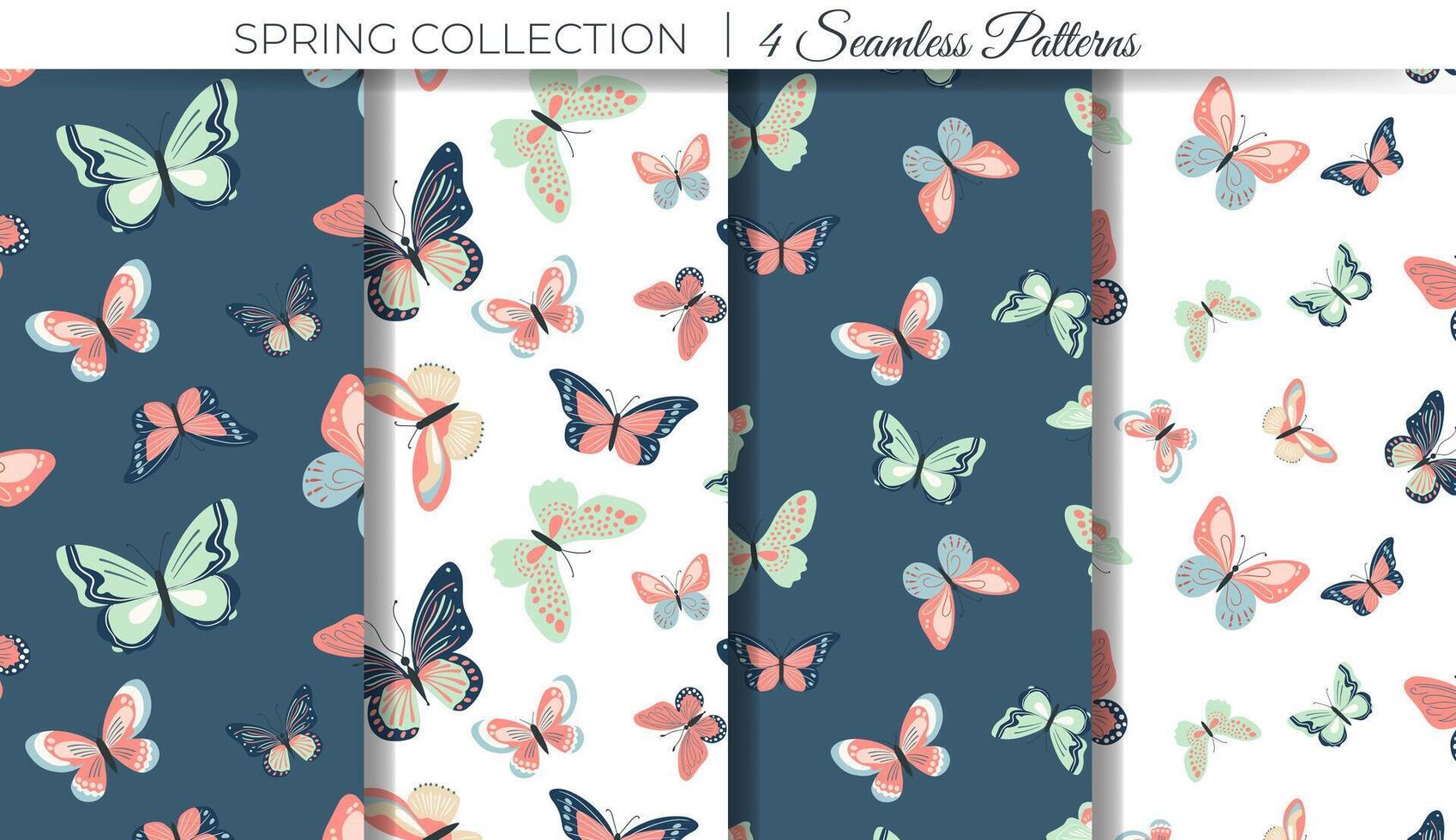 borboleta desatado padrões. conjunto do Primavera fundo com borboletas. animal fundo vetor