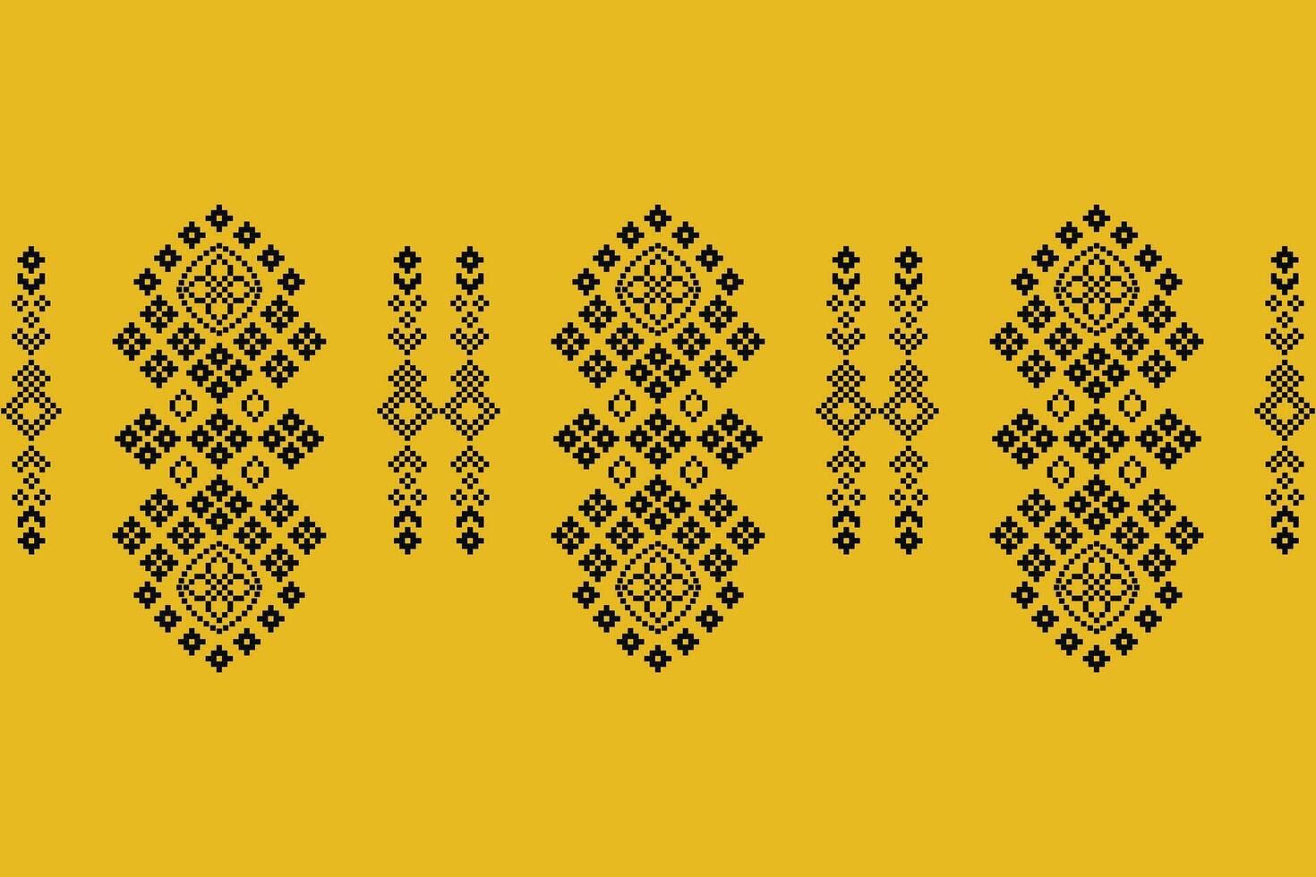 étnico geométrico tecido padronizar Cruz ponto.ikat bordado étnico oriental pixel padronizar amarelo fundo. resumo,vetor,ilustração. textura,vestuário,cachecol,decoração,motivos,seda papel de parede. vetor