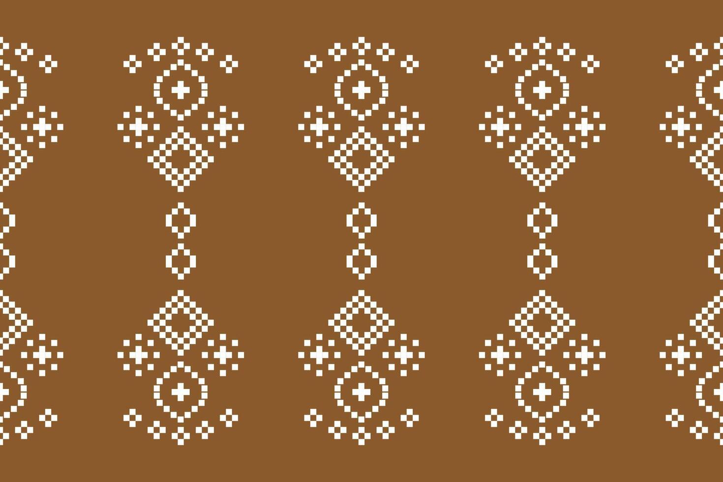 étnico geométrico tecido padronizar Cruz ponto.ikat bordado étnico oriental pixel padronizar Castanho fundo. resumo,vetor,ilustração. textura,vestuário,cachecol,decoração,motivos,seda papel de parede. vetor