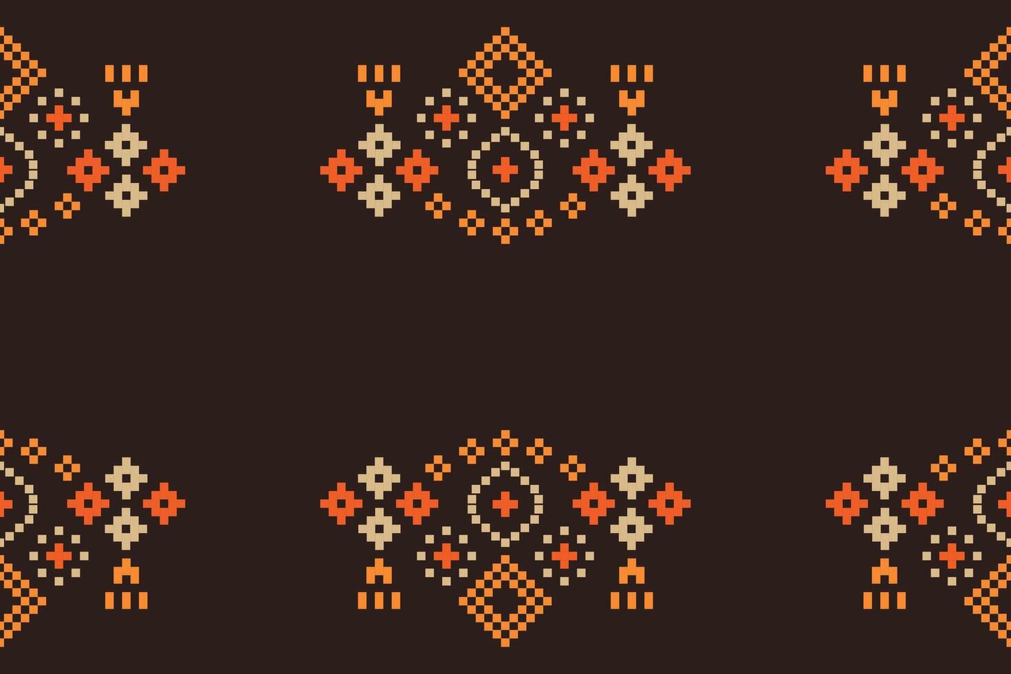 étnico geométrico tecido padronizar Cruz ponto.ikat bordado étnico oriental pixel padronizar Castanho fundo. resumo,vetor,ilustração. textura,vestuário,cachecol,decoração,motivos,seda papel de parede. vetor