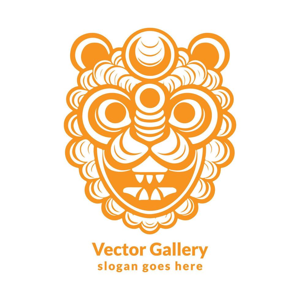 chinês Novo ano leão dança ilustração e leão face logotipo Projeto vetor
