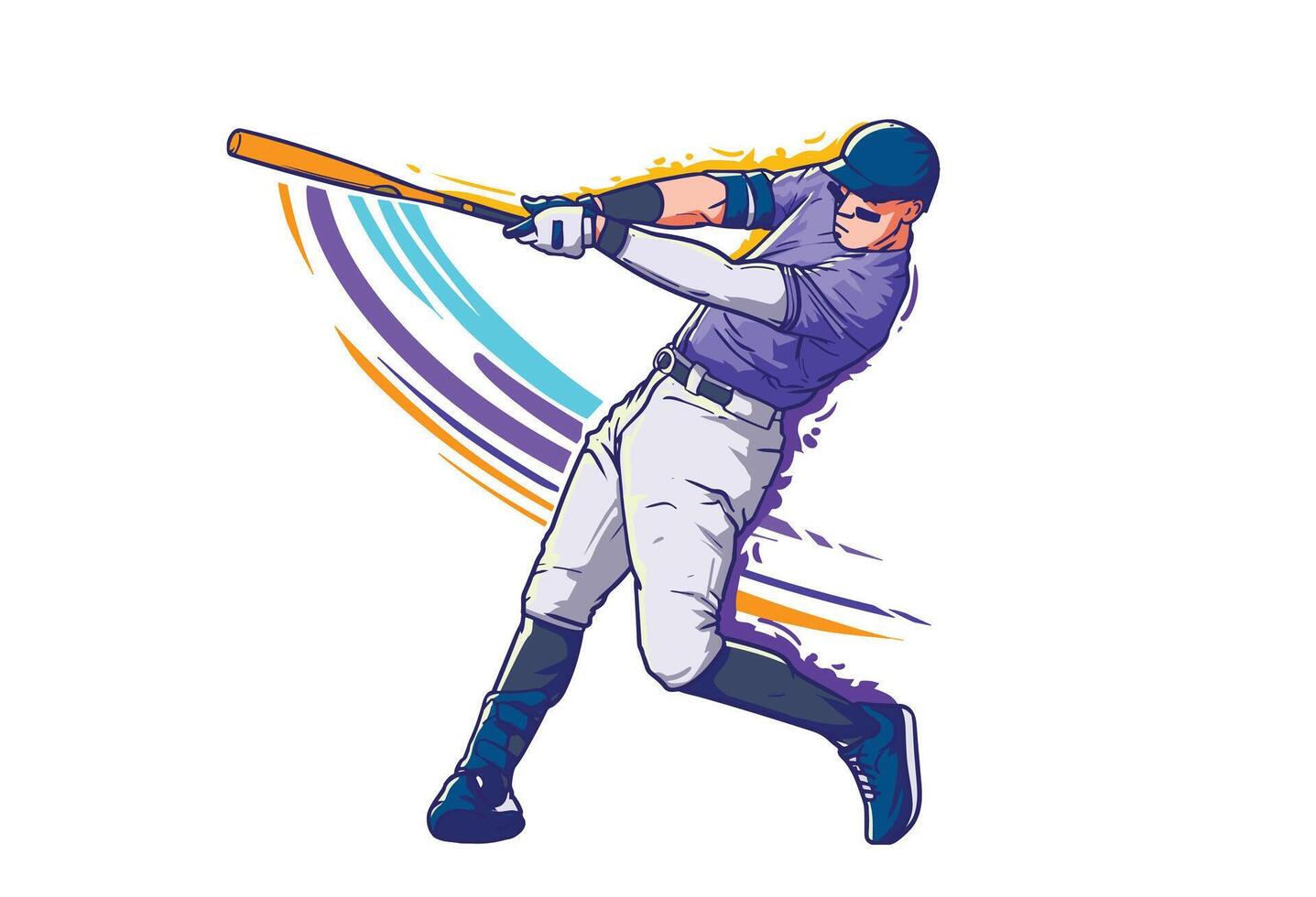 beisebol jogador jogando açao figura vetor dinâmico colorida ilustração