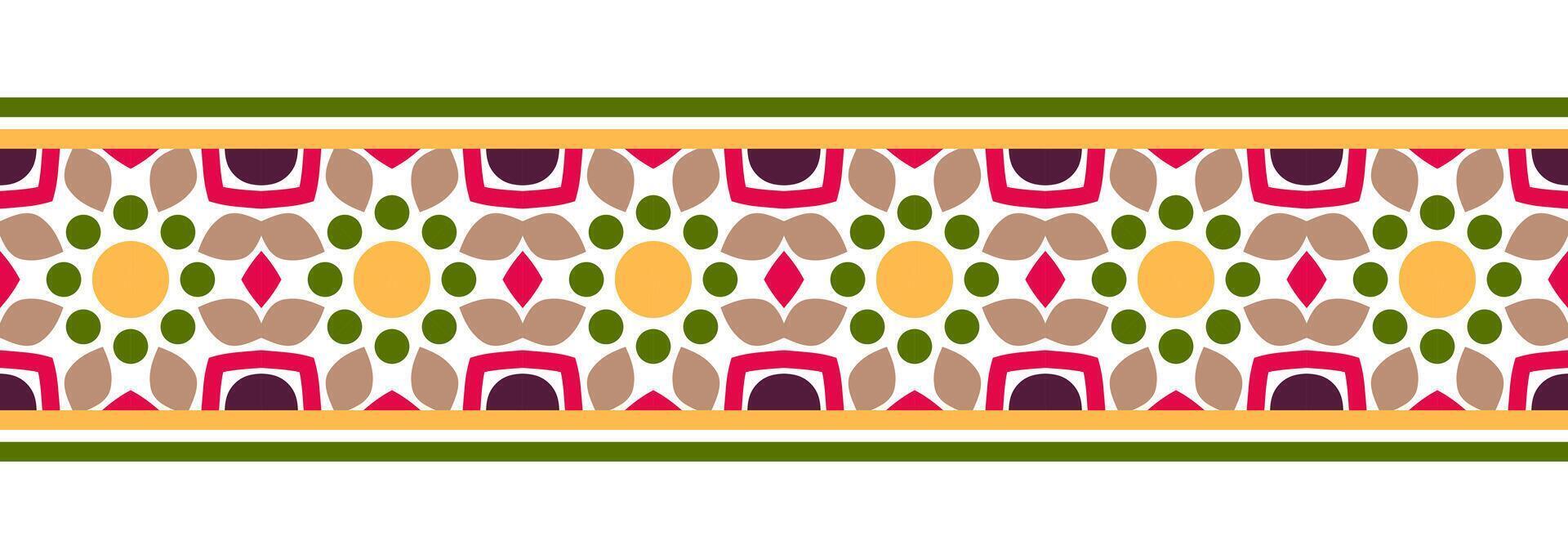 fronteira linha desatado fundo. decorativo Projeto desatado ornamental mosaico fronteira padronizar. islâmico, indiano, árabe motivos. abstrato flor. vetor ilustração