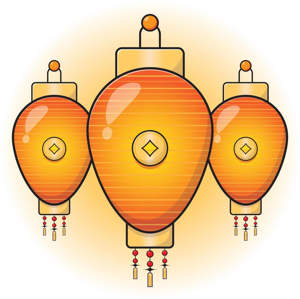 fofa desenho animado vetor Projeto do laranja chinês Novo ano lanterna modelo