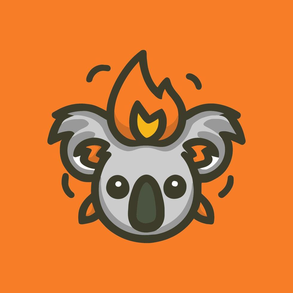 fofa e lustroso vetor logotipo do uma coala com fogo