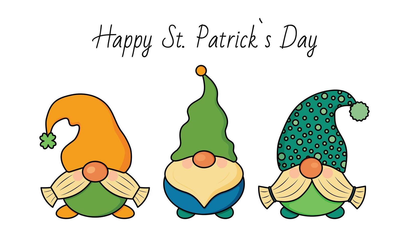 3 st. patrick s dia irlandês gnomos. Leprechauns ilustração para cartões, decoração, camisa projeto, convite para a bar. vetor