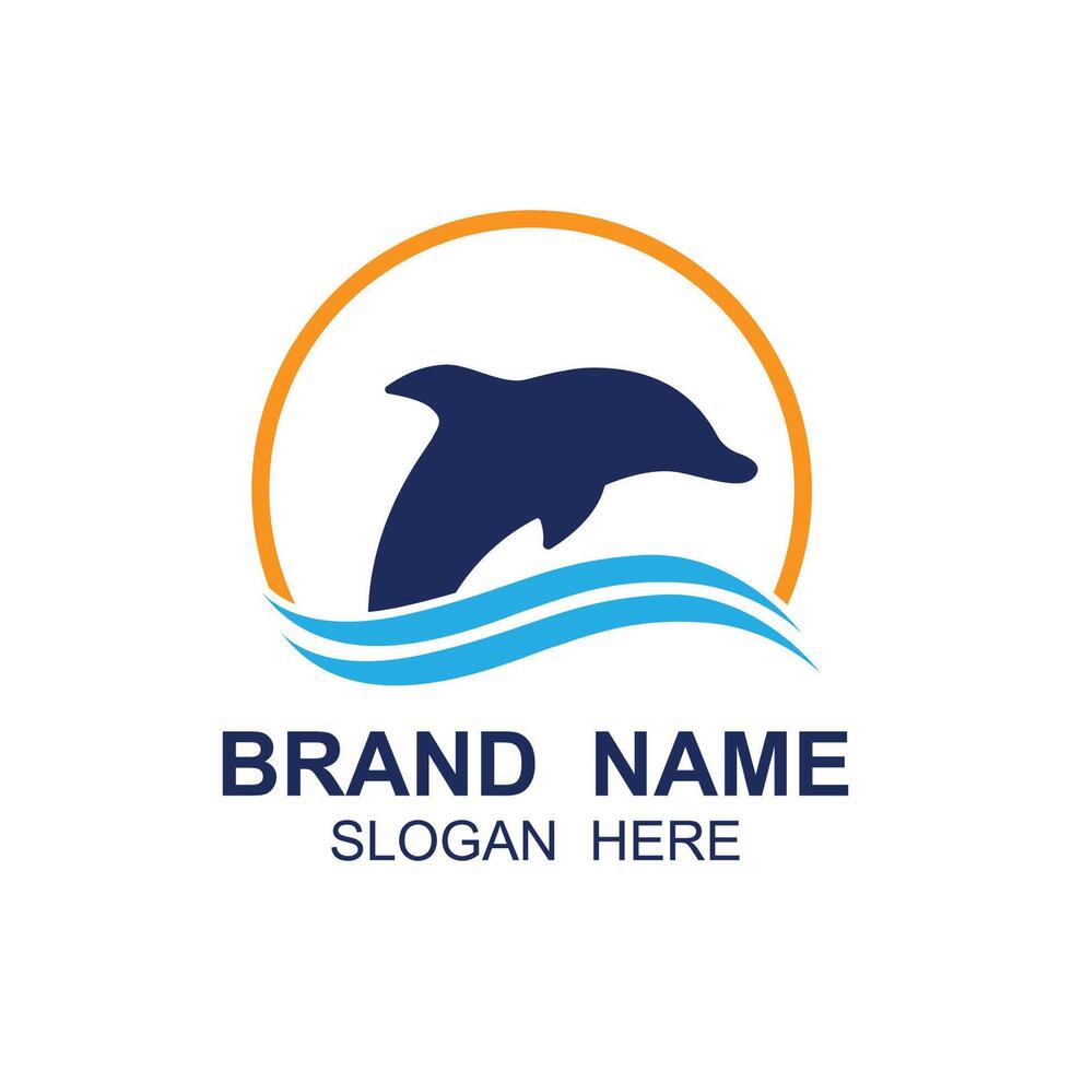 golfinho logotipo vetor com pulando posição .esse logotipo é adequado para viagem empresa, mergulho ou água aventura.