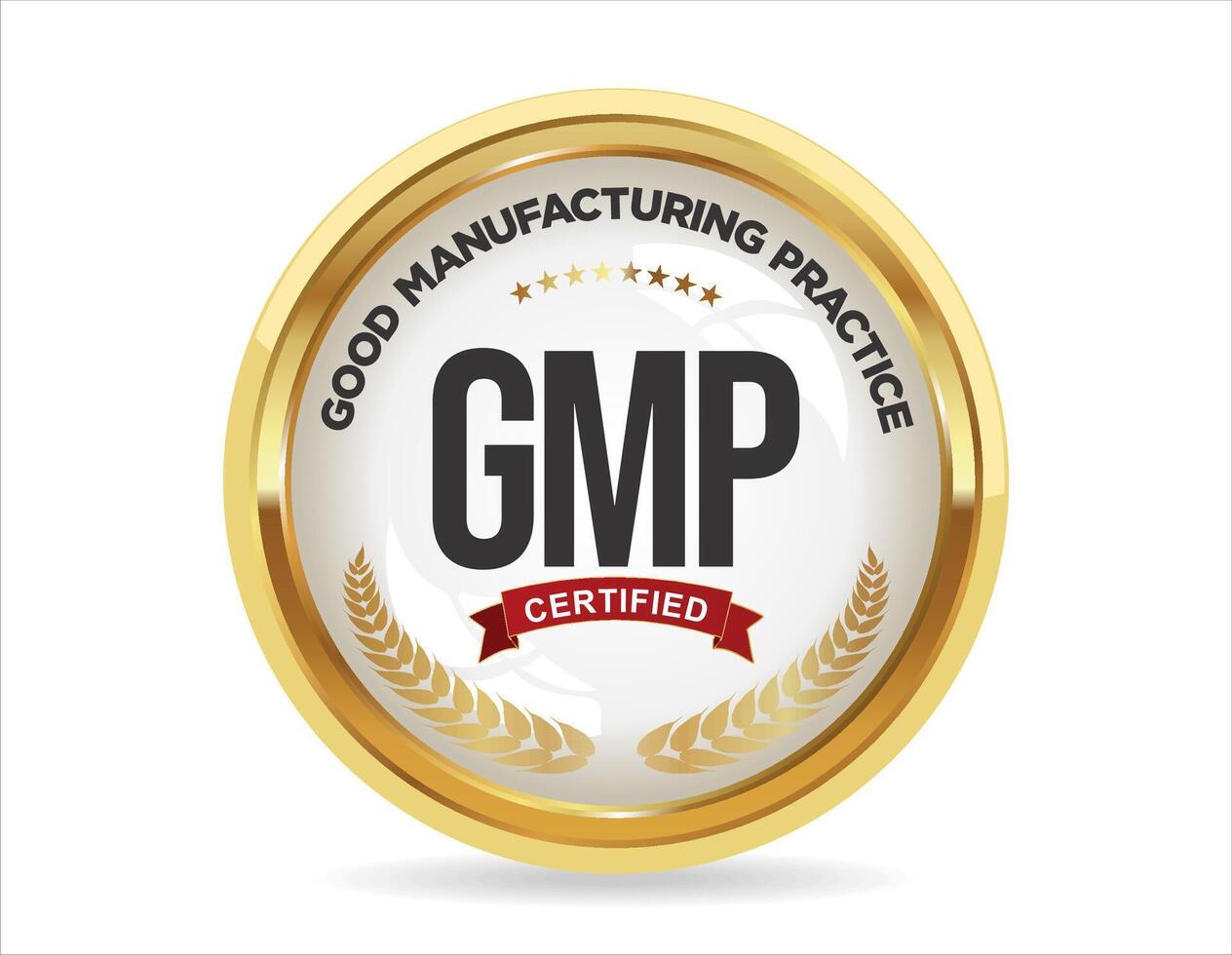 gmp Boa fabricação prática certificado ouro carimbo em branco fundo vetor