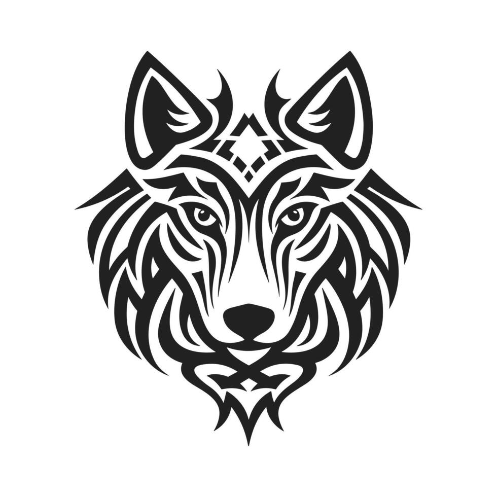 tribal tatuagem do a Lobo cabeça dentro céltico e nórdico enfeite plano estilo Projeto vetor ilustração.