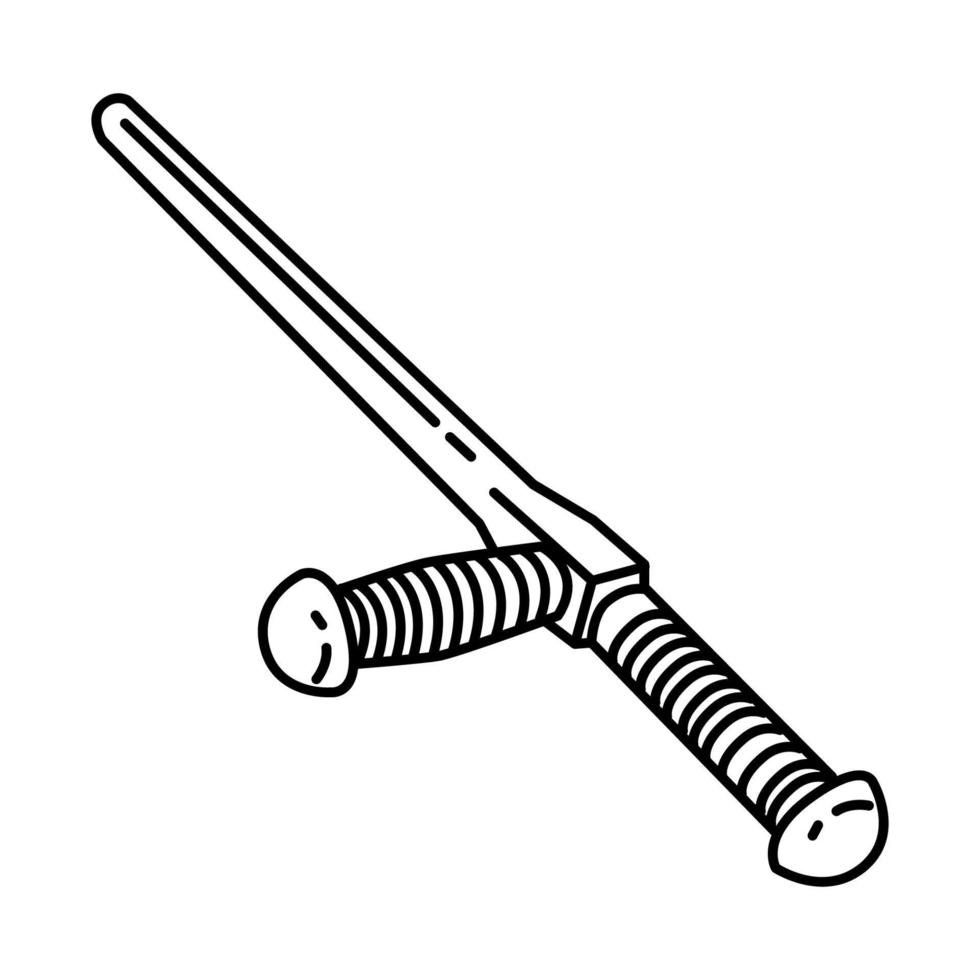 ícone de bastão de polícia. doodle desenhado à mão ou estilo de ícone de contorno vetor