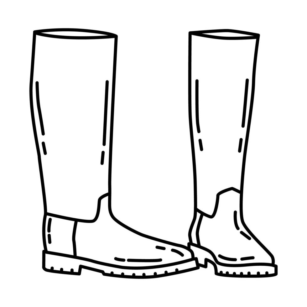 ícone de botas de motocicleta da polícia. doodle desenhado à mão ou estilo de ícone de contorno vetor