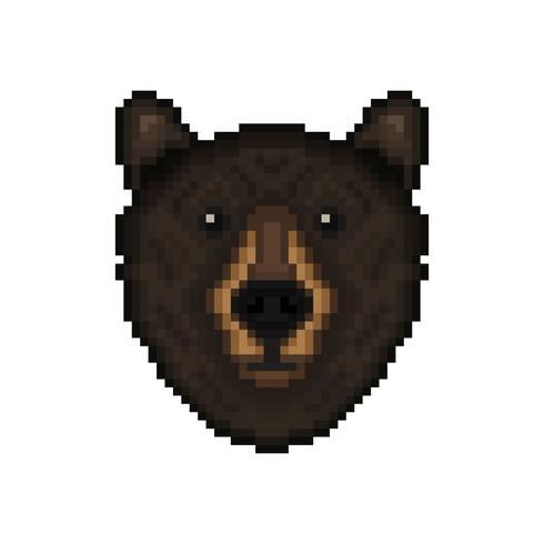 Cabeça de urso em estilo de pixel art. vetor