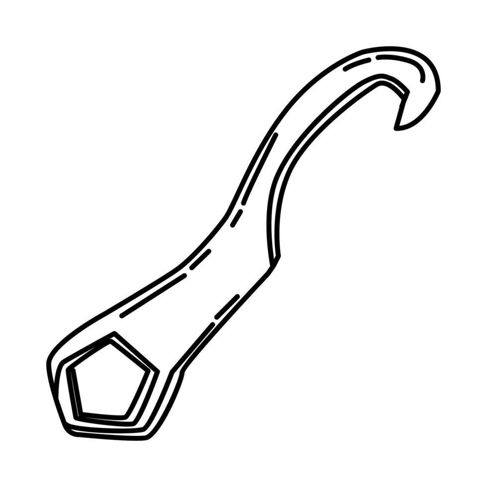 ícone de chave inglesa do hidrante. doodle desenhado à mão ou estilo de ícone de contorno vetor