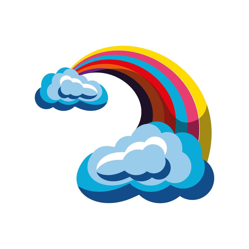 desenho animado das nuvens do arco-íris vetor