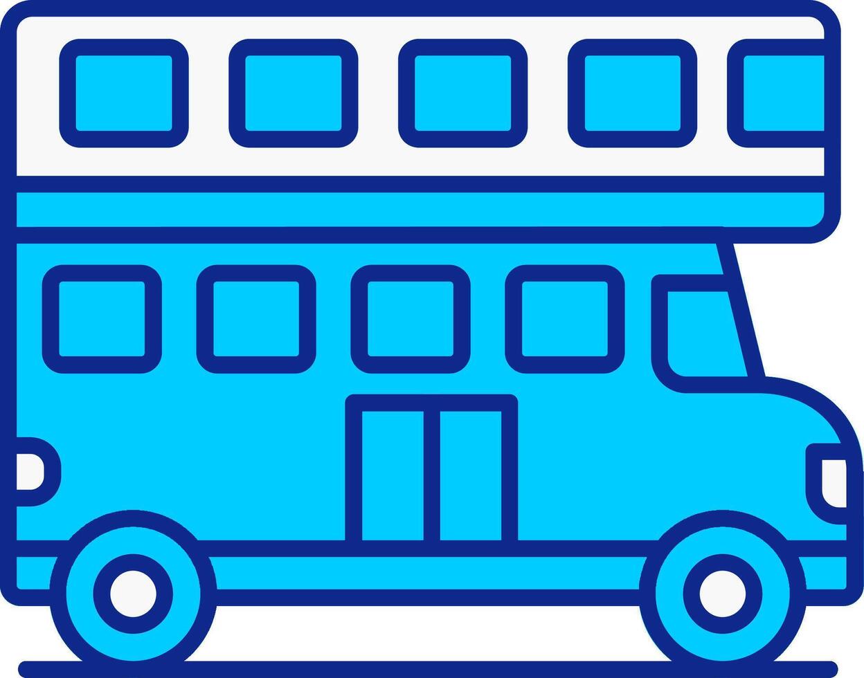 Duplo ônibus azul preenchidas ícone vetor