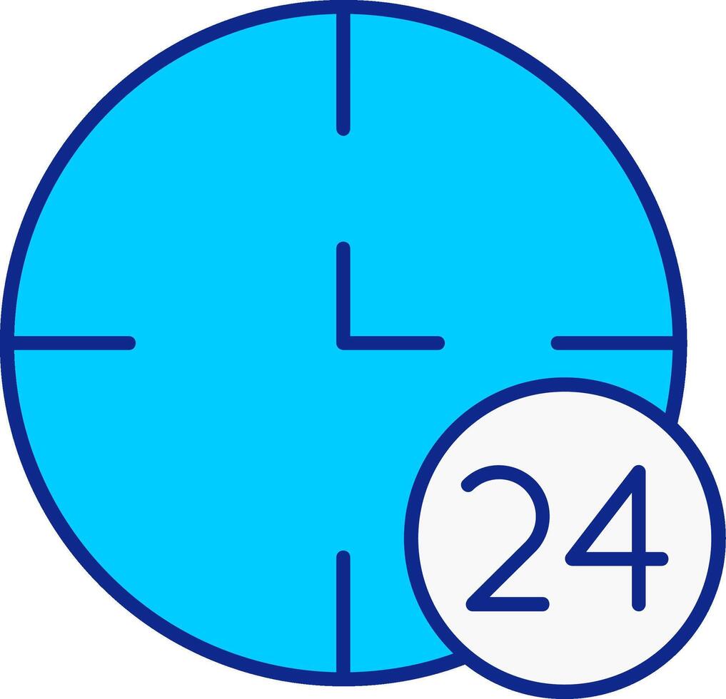 24 horas azul preenchidas ícone vetor