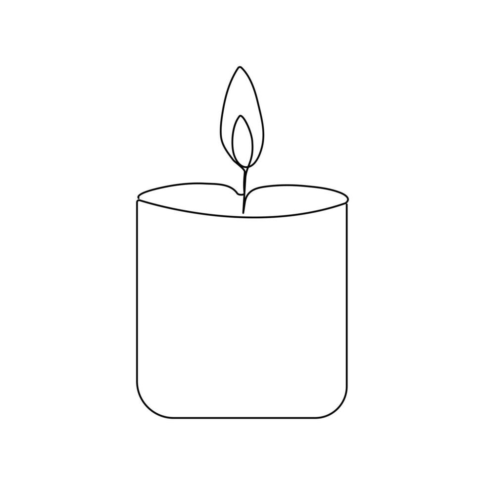 vetor queimando fogo vela contínuo 1 linha desenhando isolado em branco fundo ilustração e minimalista