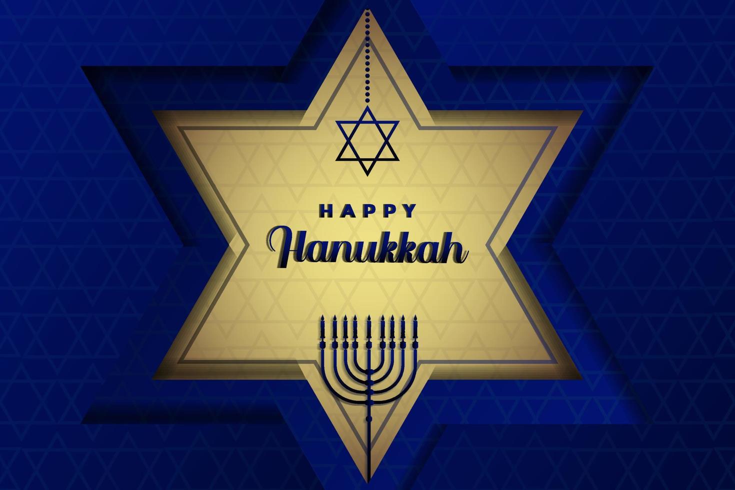 feliz hanukkah na cor azul e dourada. hanukkah concept design vetor