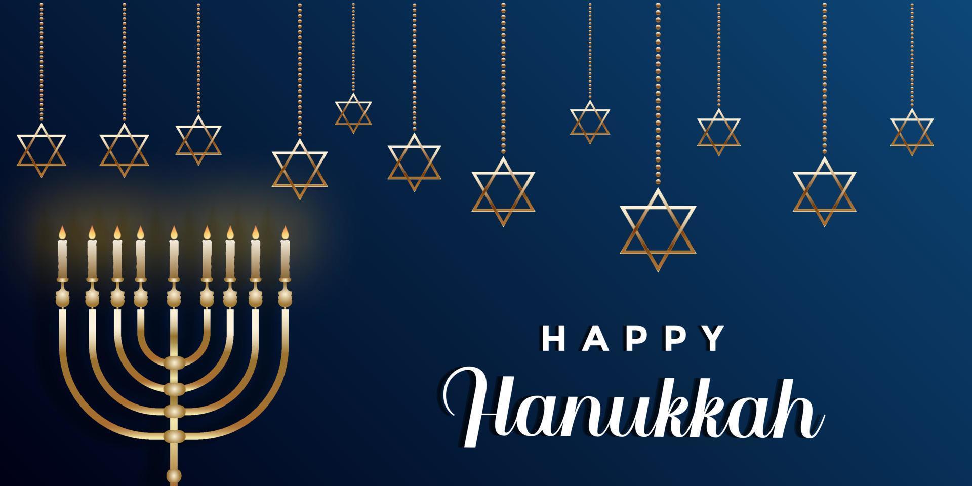 feliz hanukkah fundo com cor dourada e azul vetor