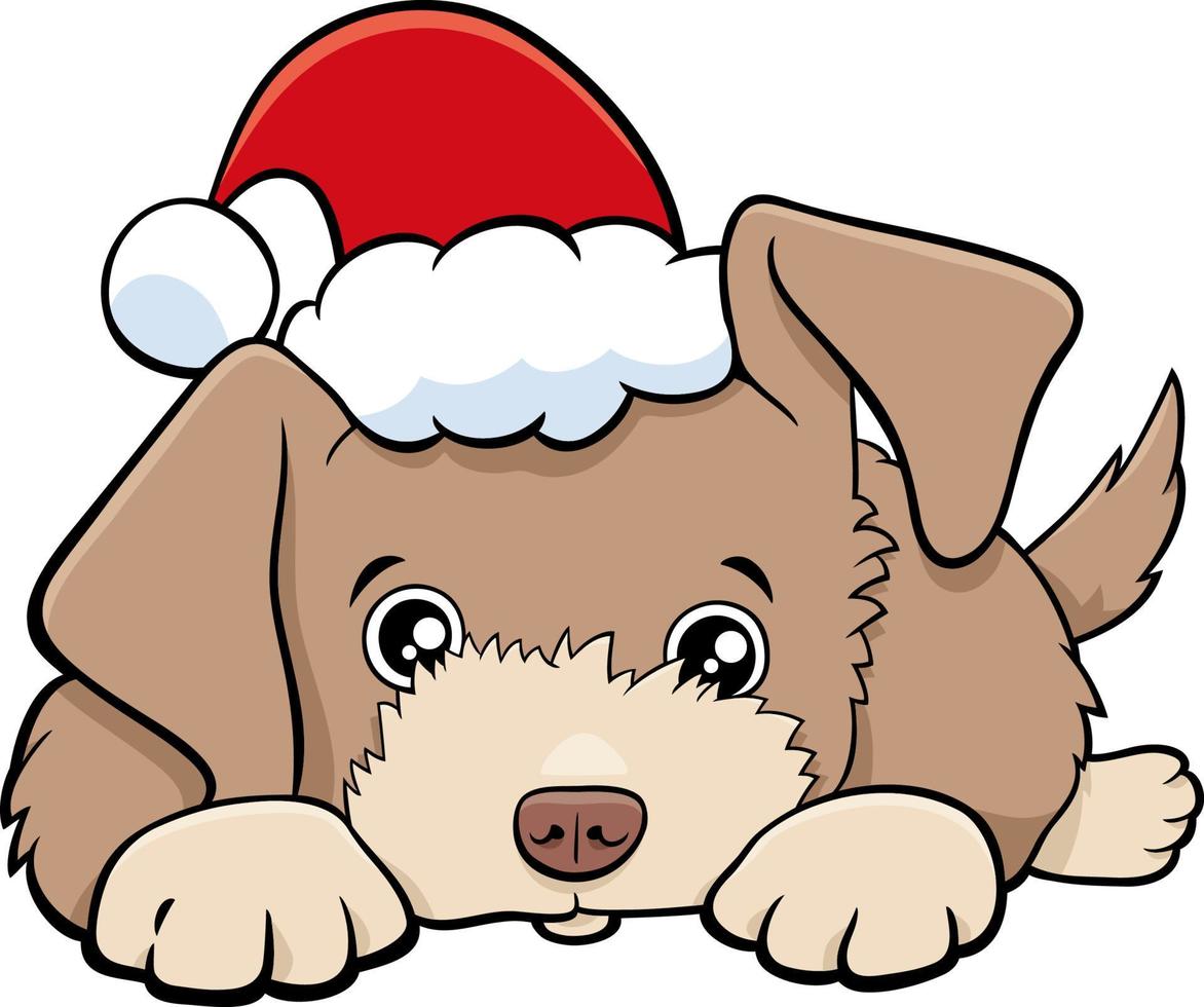 cão de desenho animado ou cachorrinho na época do natal vetor