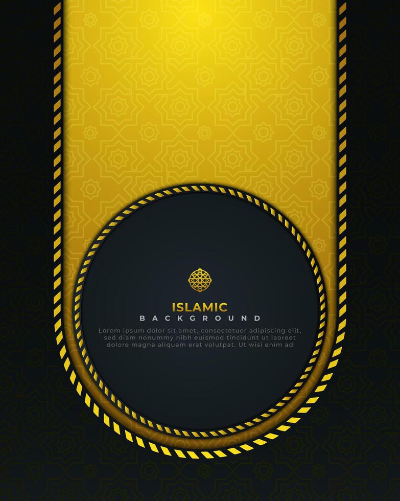 luxo ouro islâmico fundo com foto quadro, Armação vetor