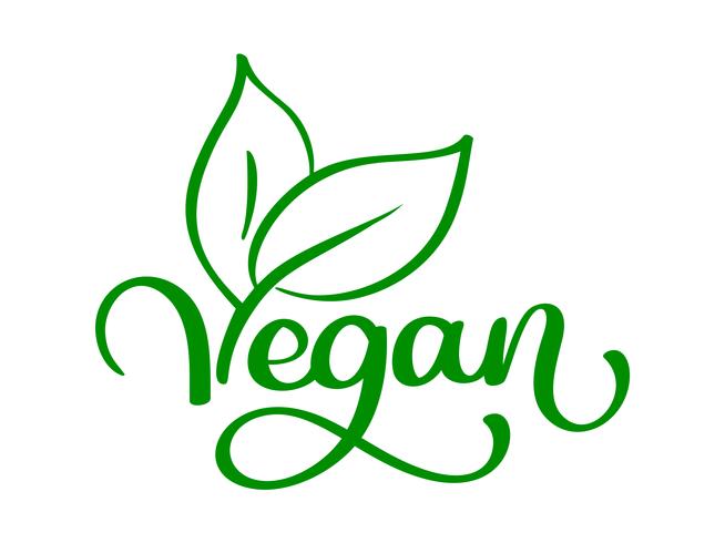 Logotipo da ilustração do vetor do vegetariano, projeto da comida. Letras manuscritas para restaurante, menu de café cru. Elementos para rótulos, logotipos, emblemas, adesivos ou ícones. Coleção caligráfica e tipográfica