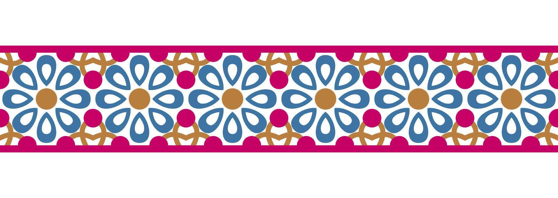 fronteira linha desatado fundo. decorativo Projeto desatado ornamental mosaico fronteira padronizar. islâmico, indiano, árabe motivos. abstrato flor. vetor ilustração