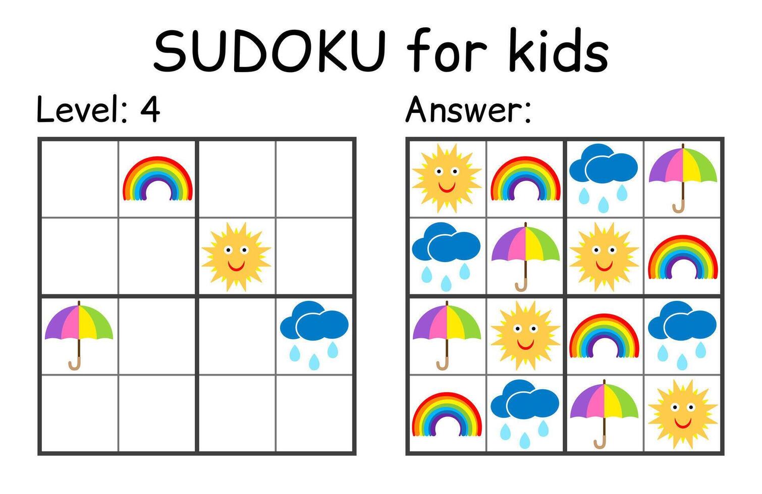 sudoku. crianças e adulto matemático mosaico. crianças jogo. clima tema. Magia quadrado. lógica enigma jogo. digital rebus vetor