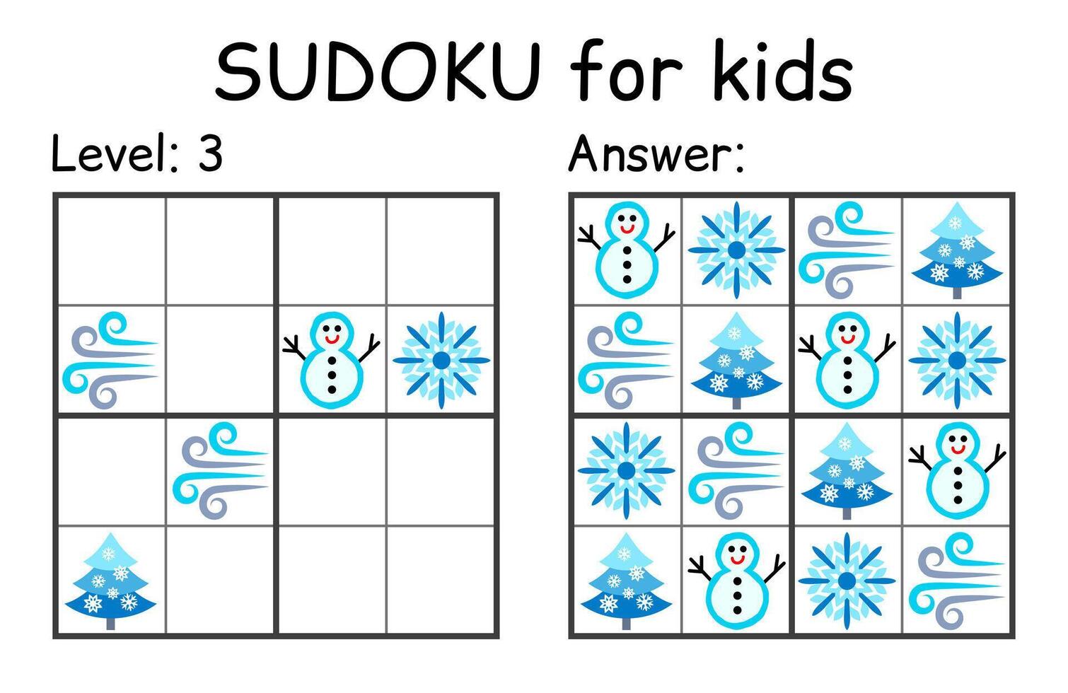 sudoku. crianças e adulto matemático mosaico. crianças jogo. inverno tema. Magia quadrado. lógica enigma jogo. digital rebus vetor