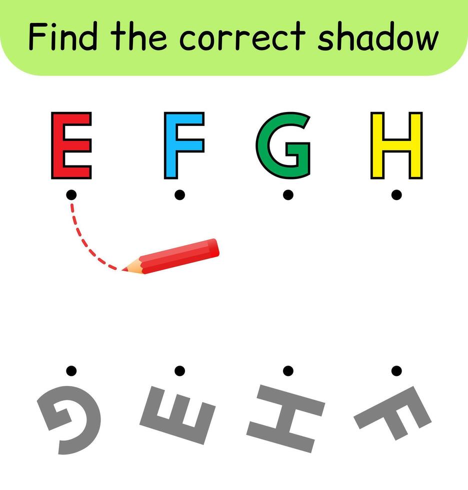 encontrar a corrigir sombra. crianças jogo. educacional Coincidindo jogos para crianças. alfabeto tema vetor