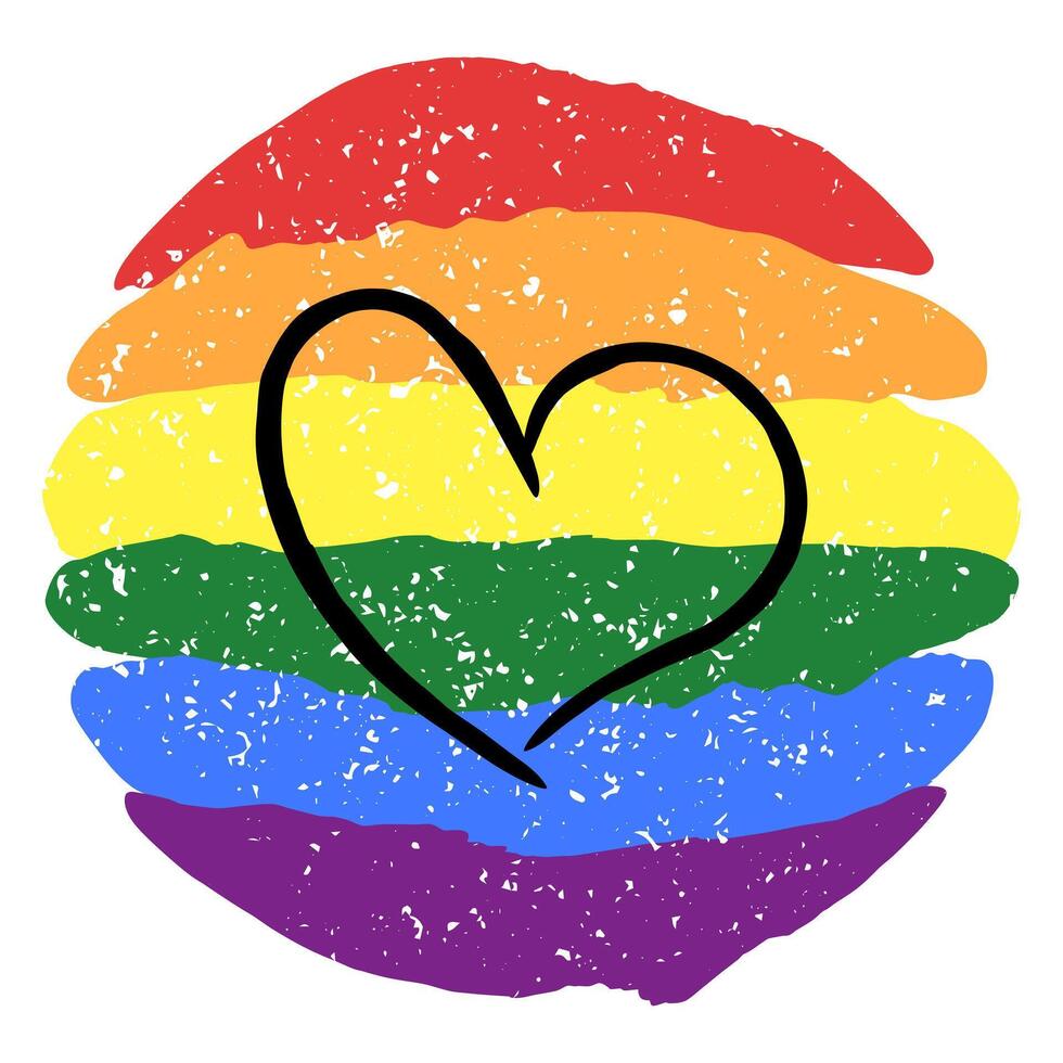 lgbt orgulho coração lésbica, gay, bissexual, transgênero. arco Iris bandeira. lgbtq coração. gay e lésbica amar. Grung textura. vetor