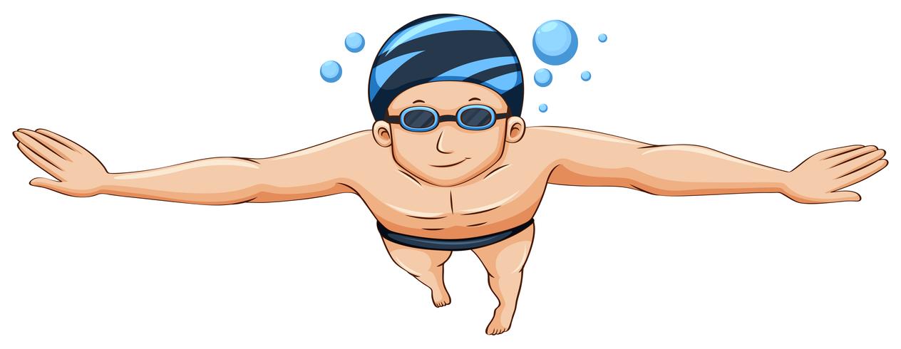 Nadador vestindo boné e óculos vetor