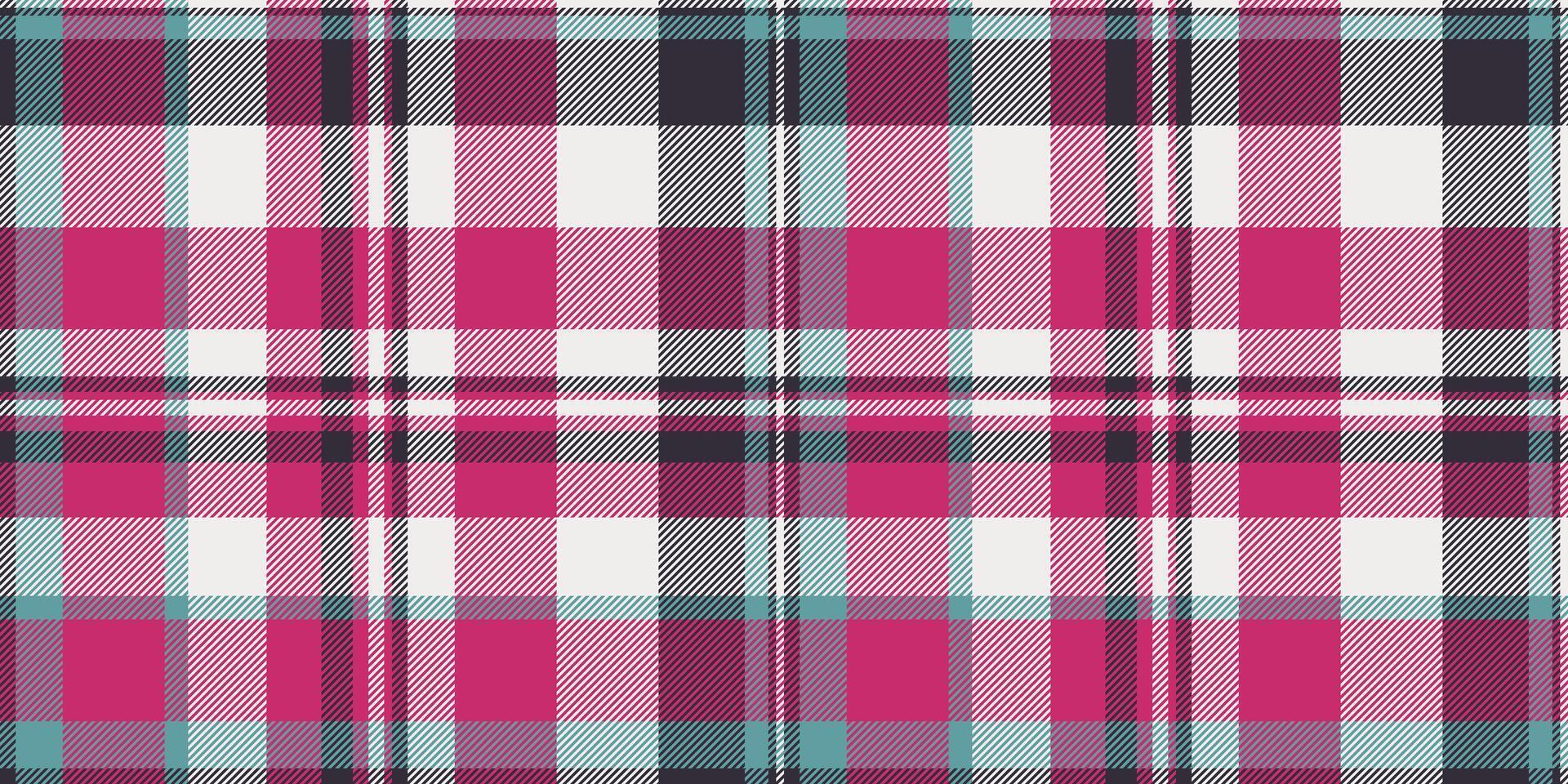 periódico xadrez têxtil fundo, quarto tecido desatado verificar. fino padronizar vetor textura tartan dentro Rosa e branco cores.