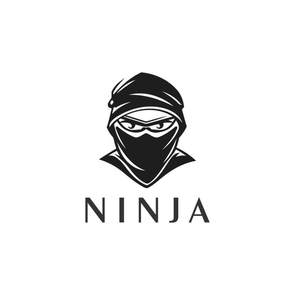ai gerado ninja Guerreiro logotipo vetor Preto e branco ninja personagem logotipo Projeto