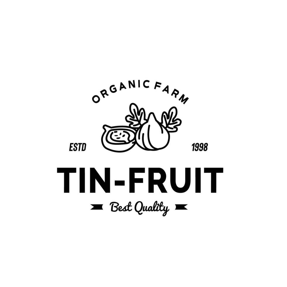 vintage lineart lata fruta logotipo ilustração adequado para fruta fazer compras e fruta Fazenda vetor