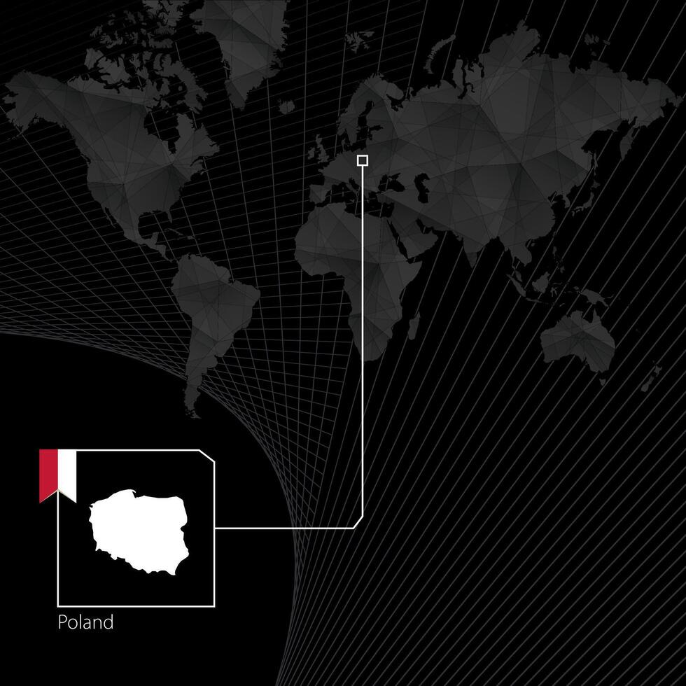 Polônia em Preto mundo mapa. mapa e bandeira do Polônia. vetor