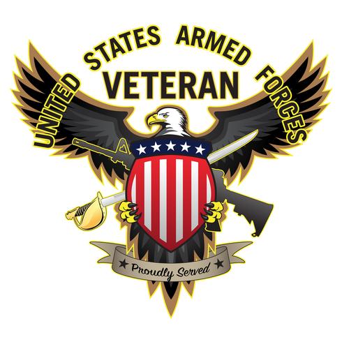 Veterano das forças armadas dos Estados Unidos orgulhosamente servido ilustração vetorial de águia careca vetor