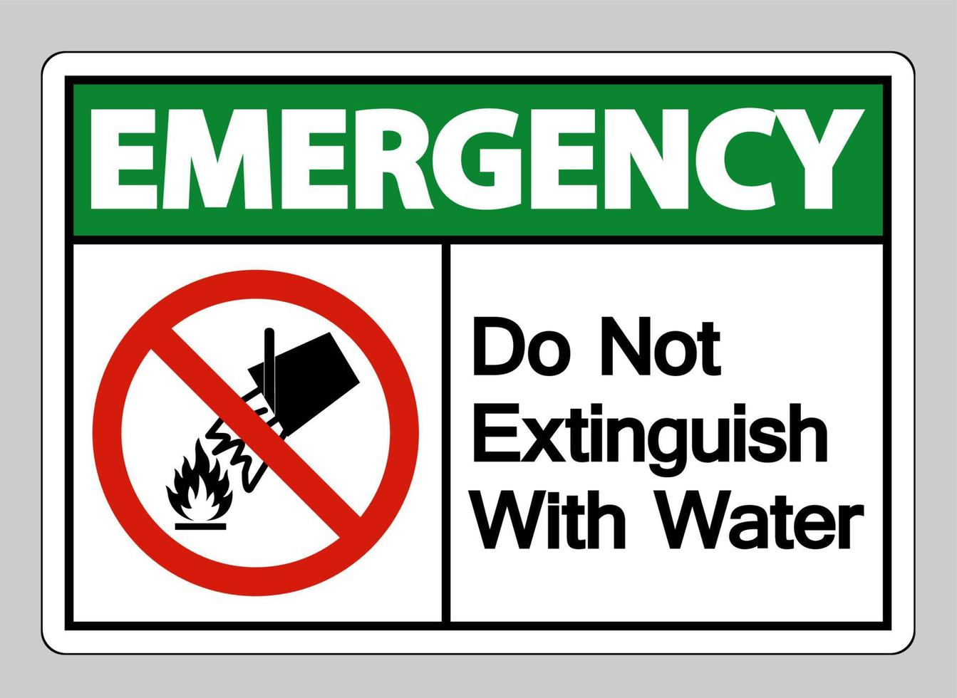 emergência não extinguir com o símbolo do símbolo de água no fundo branco vetor