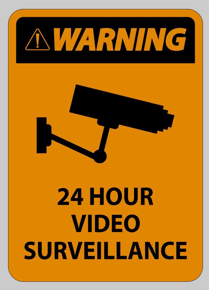 sinal de alerta cctv vigilância por vídeo 24 horas vetor