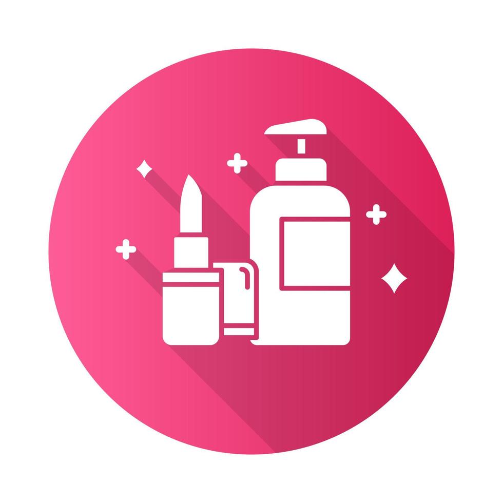 ícone de glifo sombra longa design plano rosa beleza e cuidados pessoais. produtos de maquiagem. conceito de cosméticos decorativos. departamento de comércio eletrônico, categorias de compras online. ilustração da silhueta do vetor