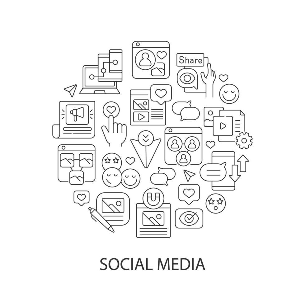 layout de conceito linear abstrato de mídia social com título vetor