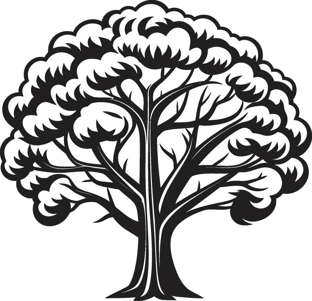 Arvoredo guardião árvore ícone marca folhagem elegância árvore vetor ilustração
