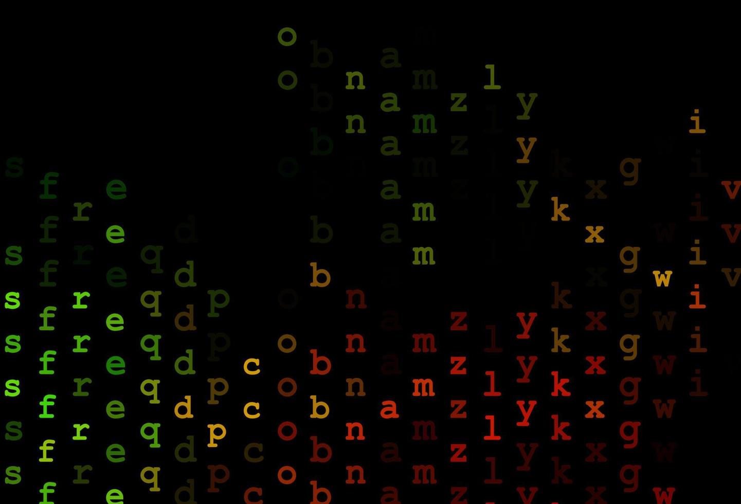 layout de vetor verde e vermelho escuro com alfabeto latino.